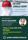 Plakat zur Vortragsveranstaltung "Ein Jahr Donald Trump" mit Prof. Georg Schild